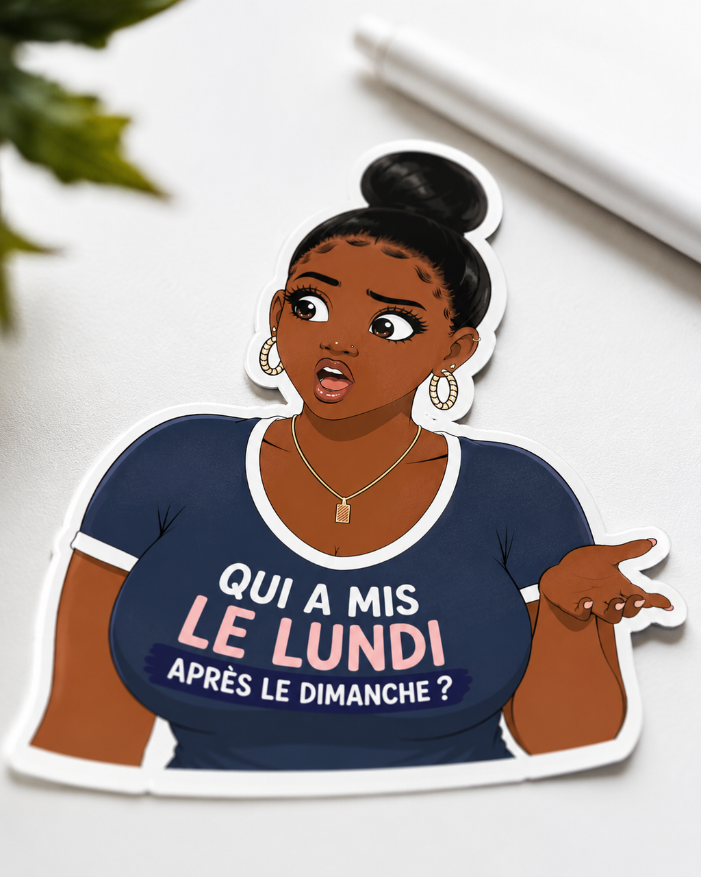 Sticker "Qui a mis le lundi après le dimanche ?"